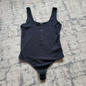Express Black Ribbed Tank Bodysuit Size M